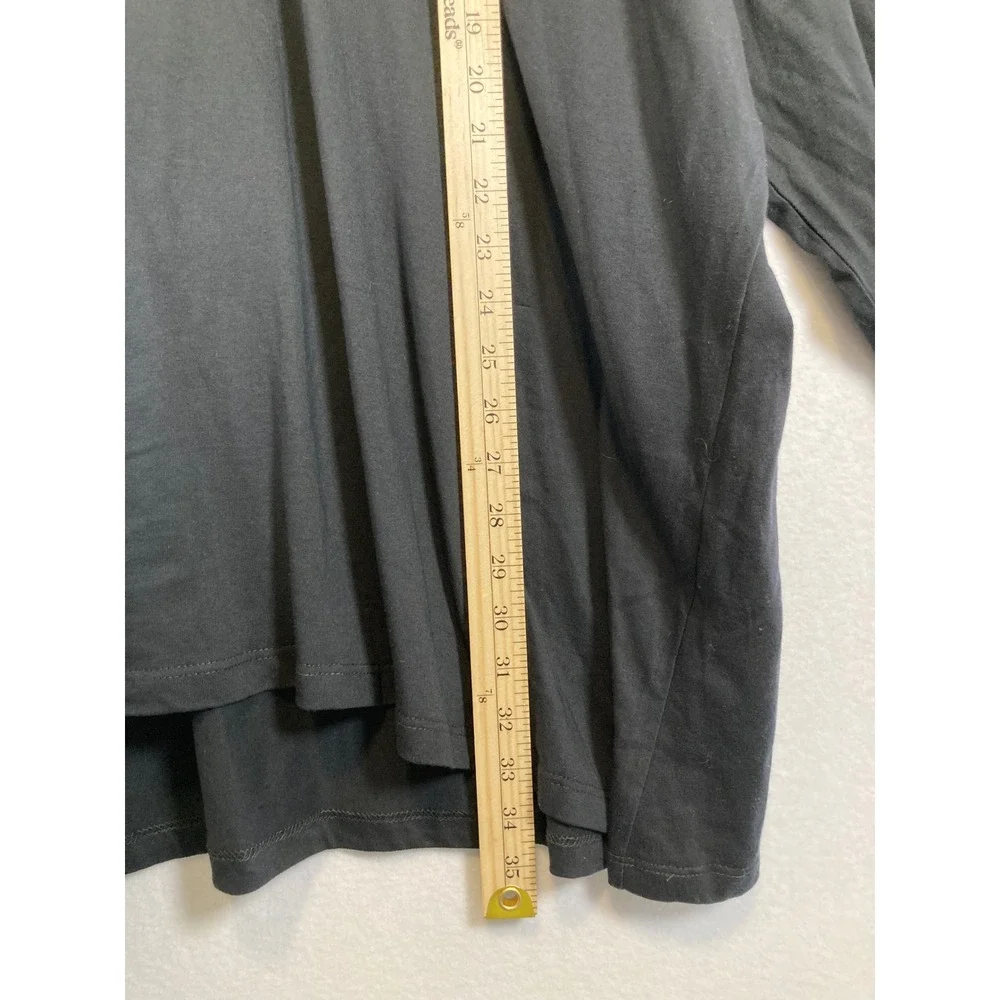 Minimalist Roaman's‎ Women 3X Black Split Neck Long Sleeve 100% Cotton Tunic Top